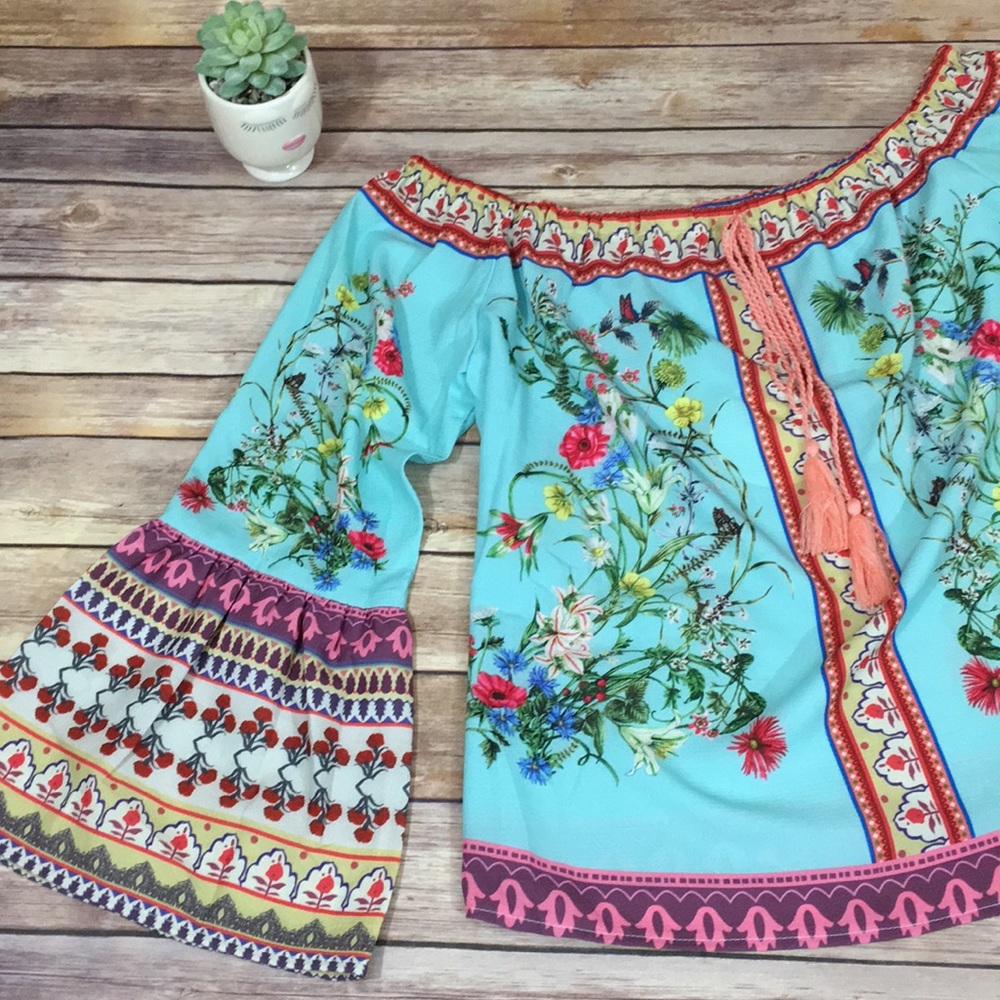NWT Umgee Boho off the shoulder top - Picture 3 of 7